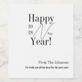 Black and White New Year's Eve Party Wijn Etiket (Enkel label)
