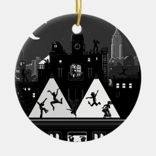 Black and White New York Boogie Nights Ornament (Voorkant)