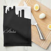 Black and White New York Skyline Theedoek (Quarter Fold)