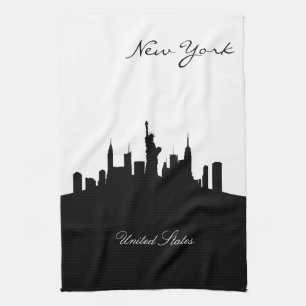 Black and White New York Skyline Theedoek