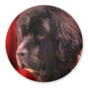 Black and White Newfoundland Dog Face Keramische Knop