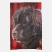 Black and White Newfoundland Dog Face Theedoek (Verticaal)