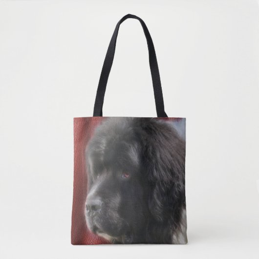 Black and White Newfoundland Dog Face Tote Bag (Voorkant)