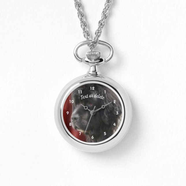Black and White Newfoundland Dog gepersonaliseerd Horloge (Voorkant)