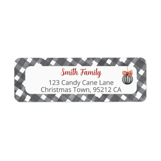 Black and White Noël Adress Etiket (Voorkant)