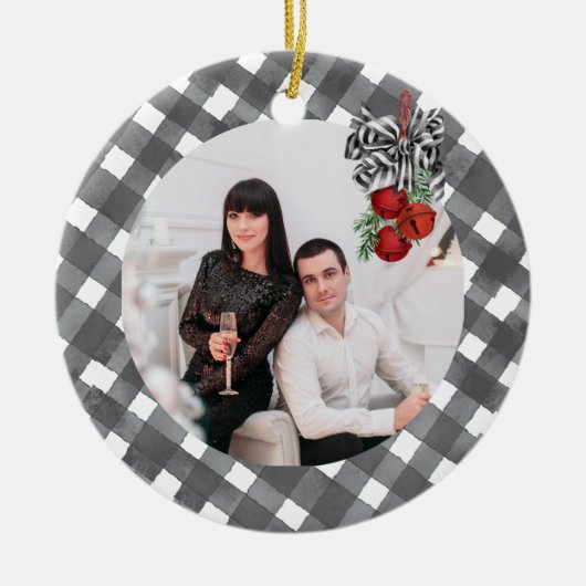 Black and White Noël Card Keramisch Ornament (Voorkant)