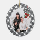 Black and White Noël Card Keramisch Ornament (Links)