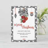 Black and White Noël Christmas Invitation Kaart (Staand voorkant)
