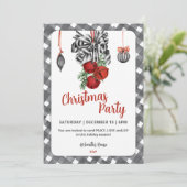 Black and White Noël Christmas Invitation Kaart (Staand voorkant)