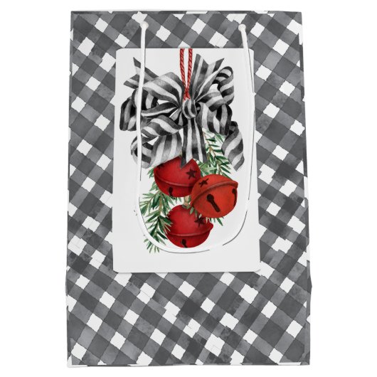 Black and White Noël Simple Medium Cadeauzakje (Achterkant)