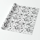 Black and White Nostalgic Retro 1950's Style Cadeaupapier (Uitgerold)
