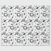 Black and White Nostalgic Retro 1950's Style Cadeaupapier (Vlak)