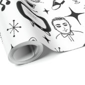 Black and White Nostalgic Retro 1950's Style Cadeaupapier (Rol Hoek)