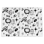 Black and White Nostalgic Retro 1950's Style Groot Cadeauzakje (Voorkant)