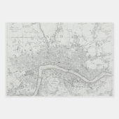 Black and White Old London City Map Inpakpapier Vel (Voorkant 3)
