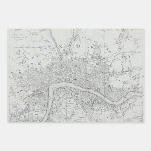 Black and White Old London City Map Inpakpapier Vel (Voorkant 3)