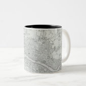 Black and White Old London City Map Tweekleurige Koffiemok (Voorkant rechts)