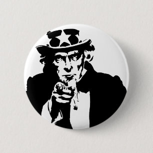 Black and White oom Sam Icon Ronde Button 5,7 Cm