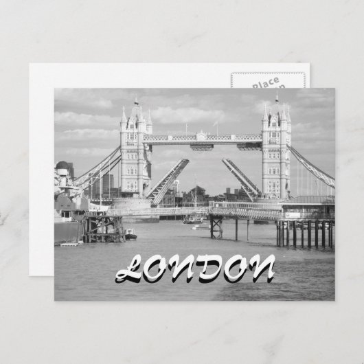 Black and white Open Tower Bridge London briefkaar Briefkaart (Voorkant / Achterkant)