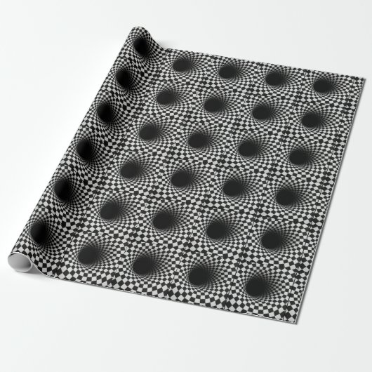 Black and White Optical Illusion Hole Cadeaupapier (Uitgerold)