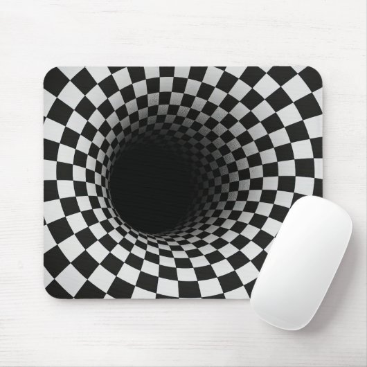 Black and White Optical Illusion Hole Muismat (Met muis)