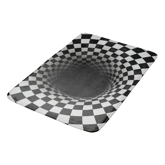 Black and White Optical Illusion Tunnel Badmat (Gekanteld)