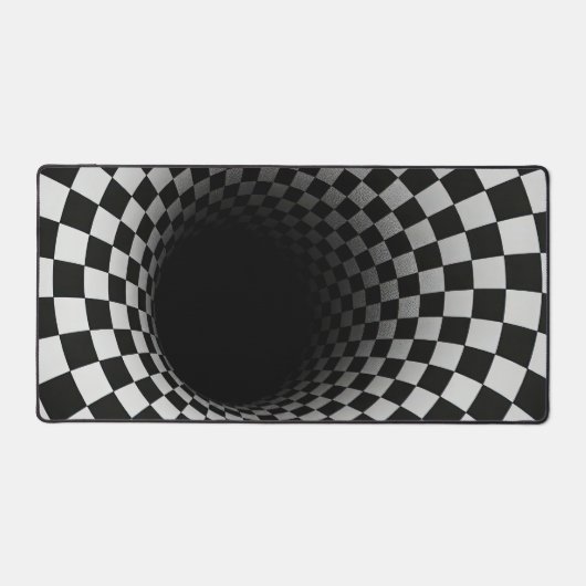 Black and White Optical Illusion Tunnel Bureaumat (Voorkant)