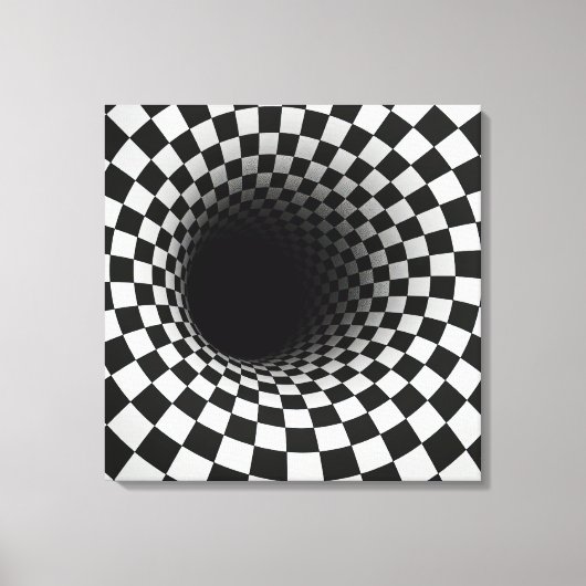 Black and White Optical Illusion Tunnel Canvas Afdruk (Voorkant)