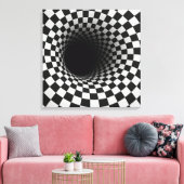 Black and White Optical Illusion Tunnel Canvas Afdruk (Insitu (Woonkamer))