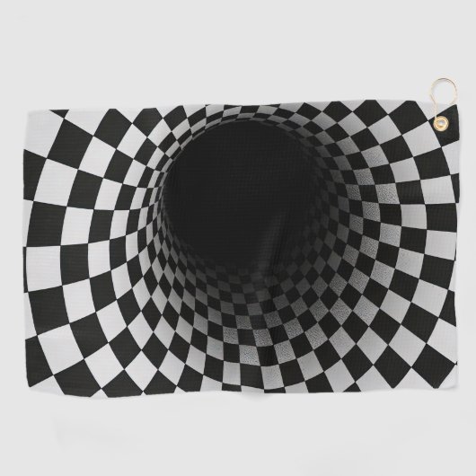 Black and White Optical Illusion Tunnel Golfhanddoek (Horizontaal)