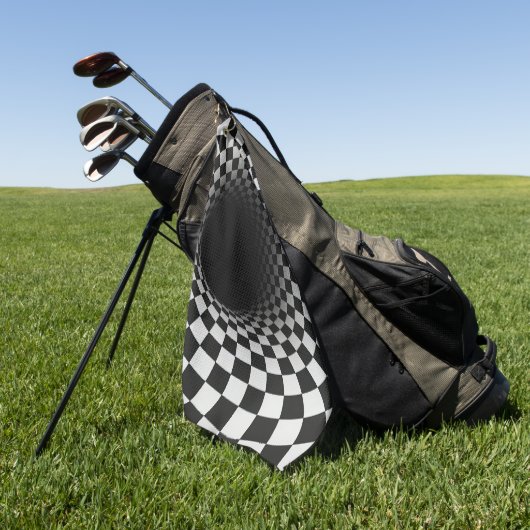 Black and White Optical Illusion Tunnel Golfhanddoek (Groen)