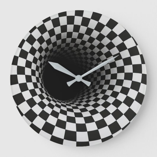 Black and White Optical Illusion Tunnel Grote Klok (Voorkant)