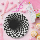 Black and White Optical Illusion Tunnel Papieren Bordje (Feest)