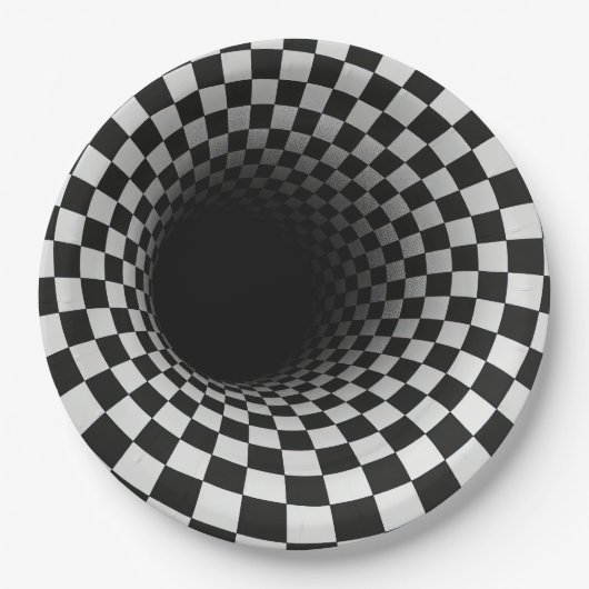 Black and White Optical Illusion Tunnel Papieren Bordje (Voorkant)