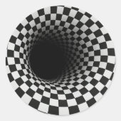 Black and White Optical Illusion Tunnel Ronde Sticker (Voorkant)