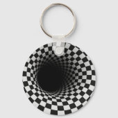 Black and White Optical Illusion Tunnel Sleutelhanger (Voorkant)