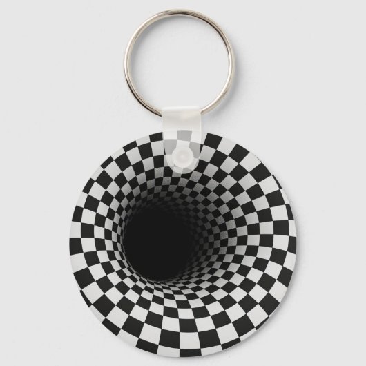 Black and White Optical Illusion Tunnel Sleutelhanger (Achterkant)
