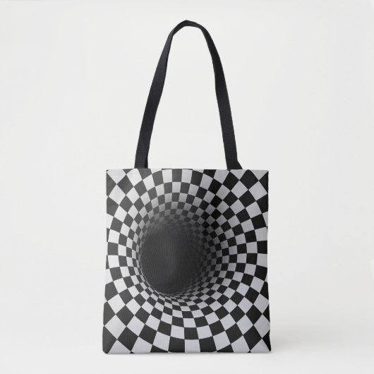 Black and White Optical Illusion Tunnel Tote Bag (Voorkant)