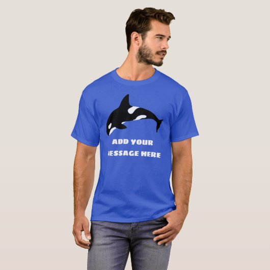 Black and White Orca, Killer Whale Custom Bericht T-shirt (Voorkant volledig)