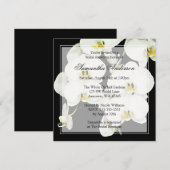 Black and White Orchid Bridal Shower-uitnodigingen Kaart (Voorkant / Achterkant)