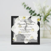 Black and White Orchid Bridal Shower-uitnodigingen Kaart (Staand voorkant)
