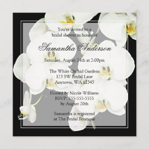 Black and White Orchid Bridal Shower-uitnodigingen Kaart