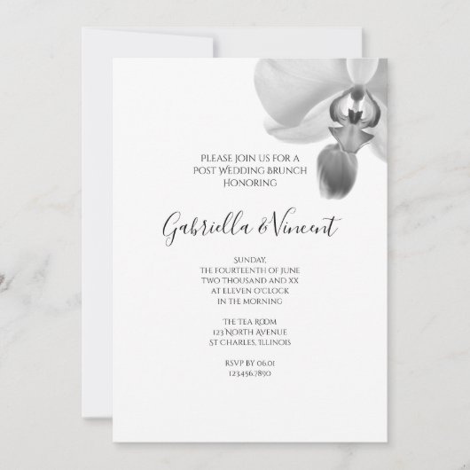 Black and White Orchids Post Wedding Brunch Kaart (Voorkant)