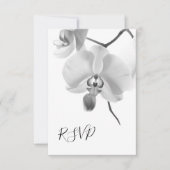 Black and White Orchids Wedding RSVP Response Kaar (Voorkant)