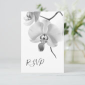 Black and White Orchids Wedding RSVP Response Kaar (Staand voorkant)