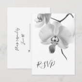 Black and White Orchids Wedding RSVP Response Kaar (Voorkant / Achterkant)