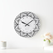 Black And White Ornate Mandala Lace Design Grote Klok (Huis)