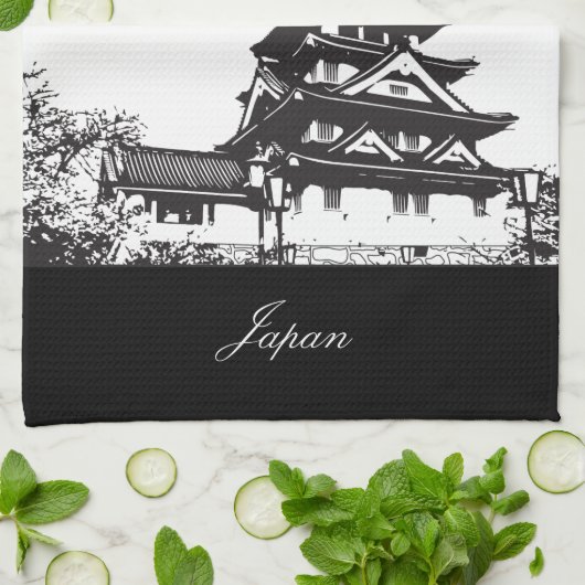 Black and White Osaka, Japan Theedoek (Gevouwen)