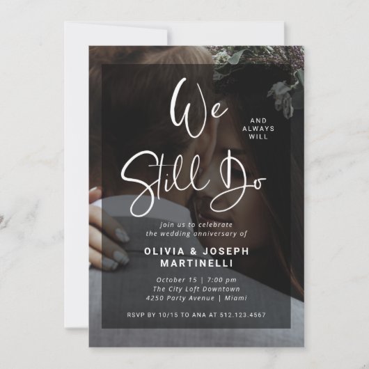 Black and White Overlay Foto Wedding Vow Renewal Kaart (Voorkant)