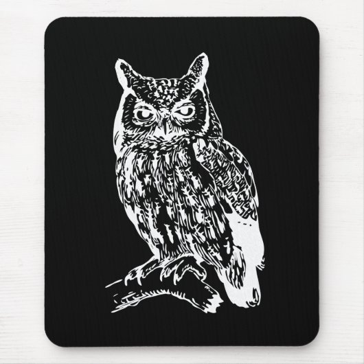 Black and White Owl Art Muismat (Voorkant)